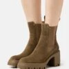 Pier One Leather - Bottines À Talons Hauts - Khaki