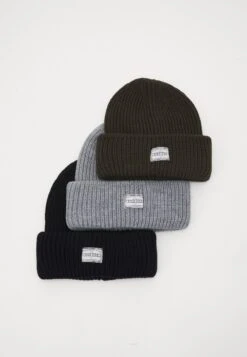 Pier One Unisex 3 Pack - Bonnet - Black/Grey/Khaki